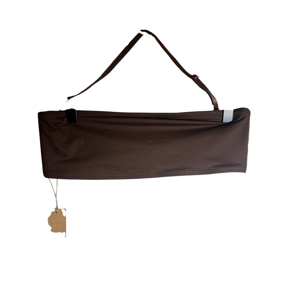 SKIMS Recycled Swim Bandeau Bikini Top in Cocoa Brown, Women's Size M, NWT